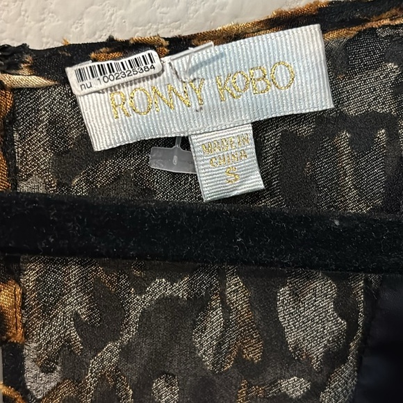 Ronny Kobo Anthropologie Astrid Sm Leopard Print Brown Black Ruched Sheath Midi - Picture 15 of 16